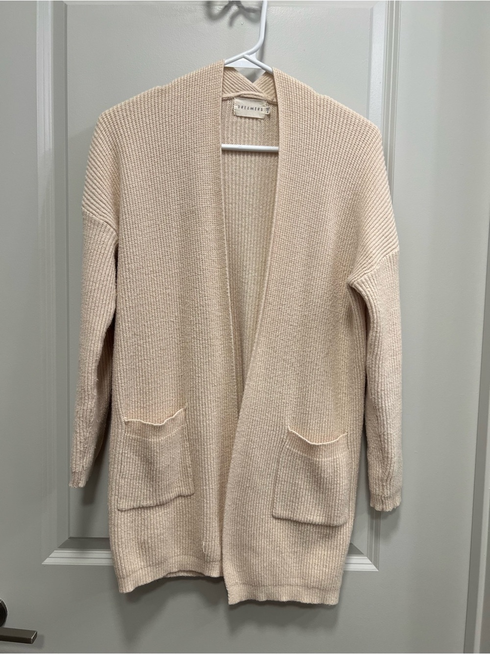 Cozy Open-Front Cream Cardigan Sweater Size Small